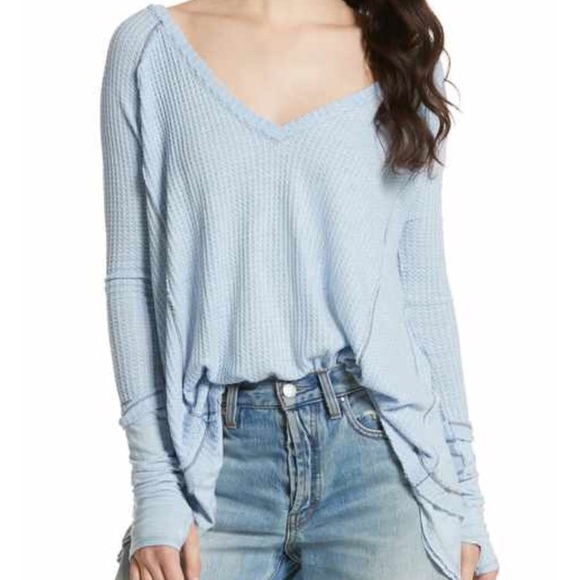 Free People Tops - Free People Light Blue Thermal